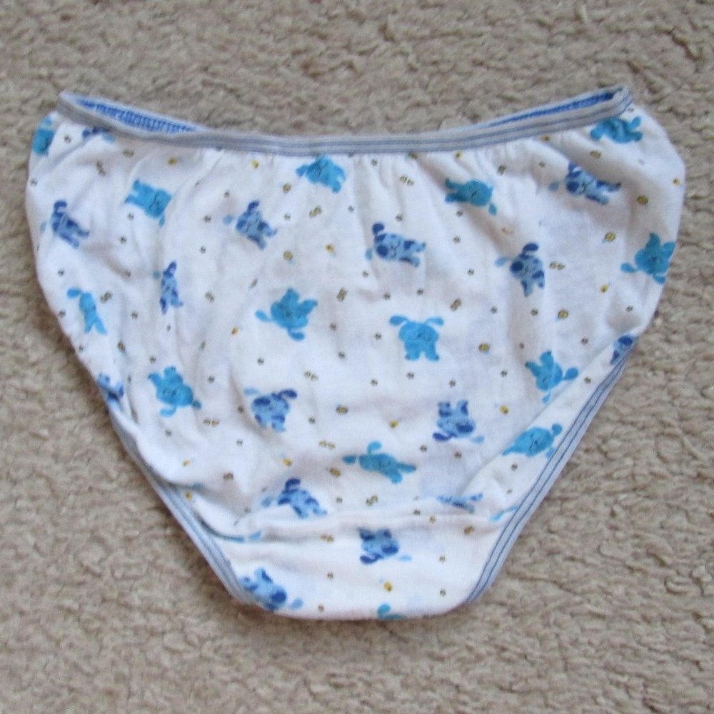WHITE GIRLS BLUE DOG UNDERWEAR SZ M 8/10